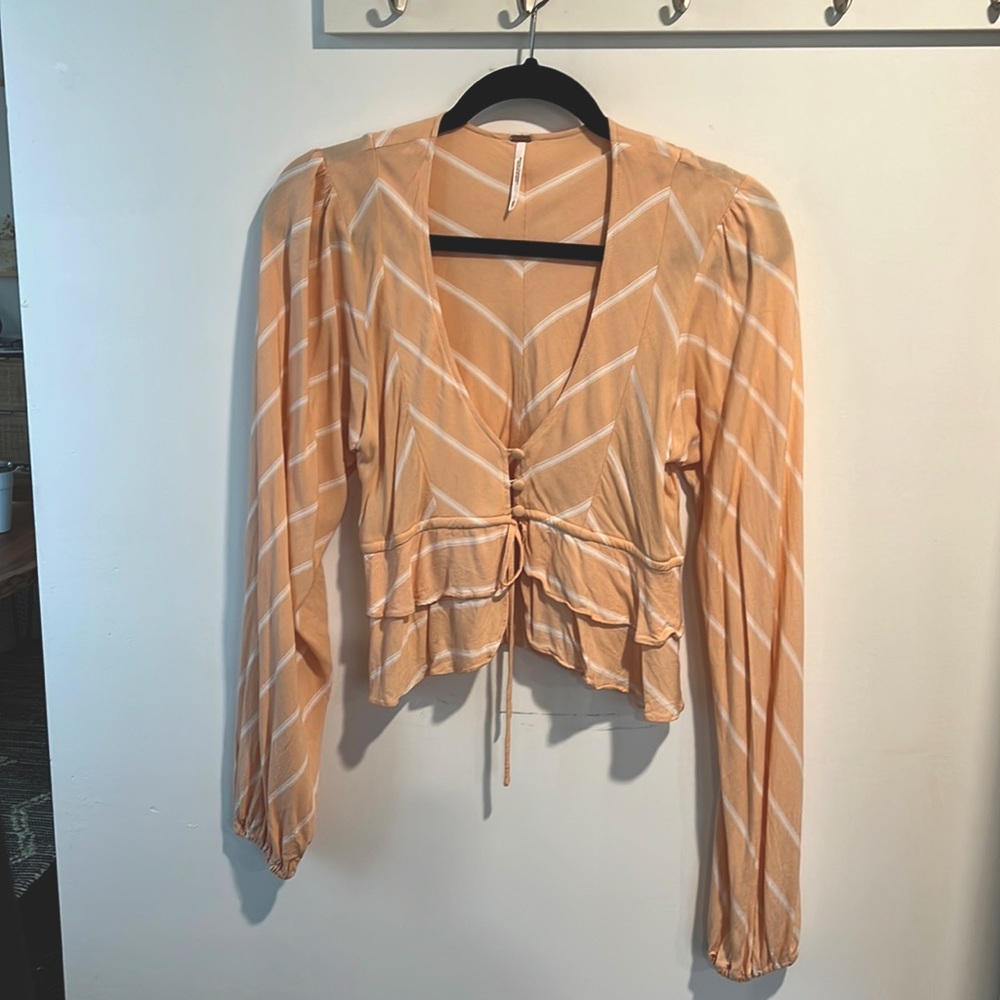 Free People Cropped Long Sleeve Blouse
